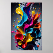Poster Couleurs éclaboussantes liquides (Devant)