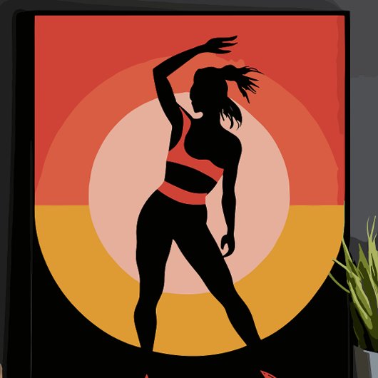 Poster couleurs fille silhouette vintage