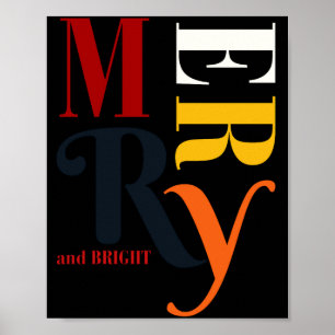 Poster Couleurs Joyeuses Rétro Vintage Noël Lumineux