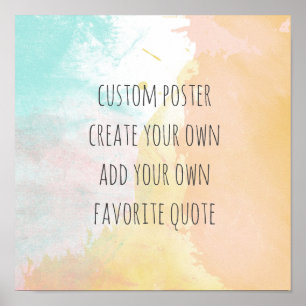 Poster couleurs pastel ajouter votre propre citation aqua