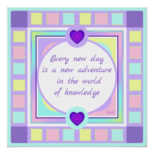 Poster Couleurs pastel & coeurs violets battre (Devant)