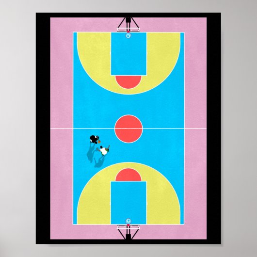 Poster Couleurs pastel du terrain de basket (Devant)