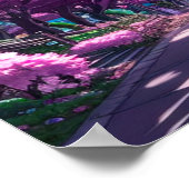 Poster Couleurs pourpres de l'allée de fleurs de cerisier (Coin)