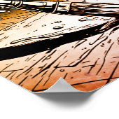 Poster Couleurs Rétro Brosse de Style Graphique Tache de (Coin)