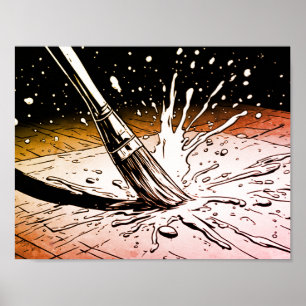 Poster Couleurs Rétro Brosse de Style Graphique Tache de