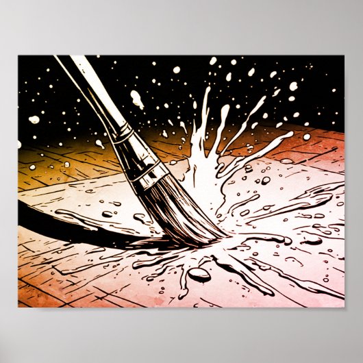 Poster Couleurs Rétro Brosse de Style Graphique Tache de (Devant)
