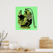 Poster Couleurs rétrogrades de la tête de robot Abstraite (Cuisine)
