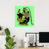 Poster Couleurs rétrogrades de la tête de robot Abstraite (Bureau à domicile)