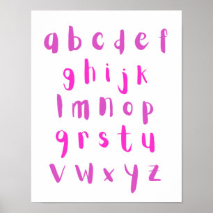 Poster Couleurs roses Alphabet Lettres en minuscules Sall