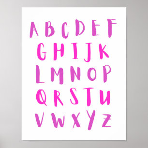 Poster Couleurs roses Alphabet lettres majuscules Salle p