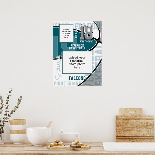 Poster Couleurs turquoises de l'équipe de basket-ball (Cuisine)