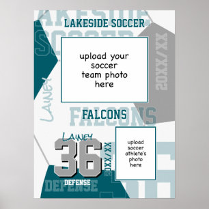 Poster Couleurs turquoises de l'équipe de football