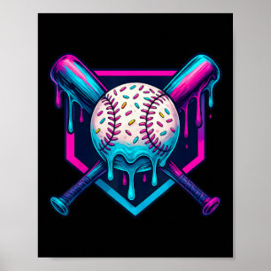 Poster Couleurs vives Crème de glace Dérive de base-ball 