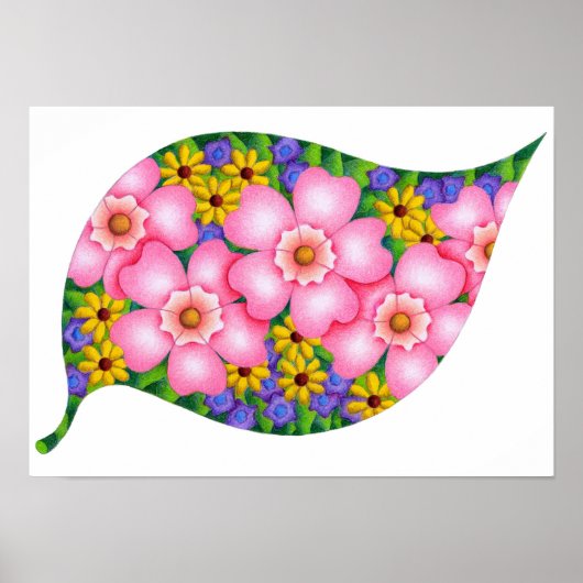 Poster Couleurs vives des fleurs. (Devant)