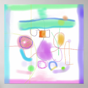 Poster Couleurs vives et formes Abstraites superposées