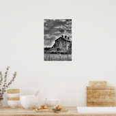 Poster Country Barn Clouds in Black and White (Cuisine)