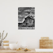 Poster Country Barn Clouds in Black and White (Cuisine)
