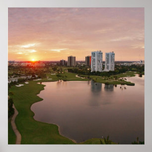 Poster Country Club au coucher du soleil, Aventura, Flori