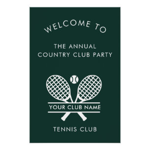Poster Country Club Nom Tennis Team Événements Green Welc