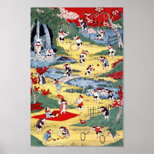 Poster Country japonaise Cats, Utagawa Kunitoshi