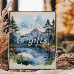 Poster Country Lake Mariage Watercolor Cartes et cadeaux
