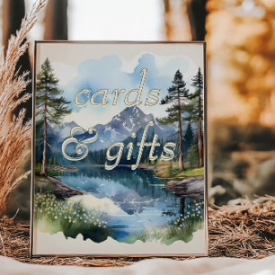 Poster Country Lake Mariage Watercolor Cartes et cadeaux