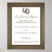 Poster Country Rustic Horseshoe Sur Burlap Mariage Bienve (Devant)