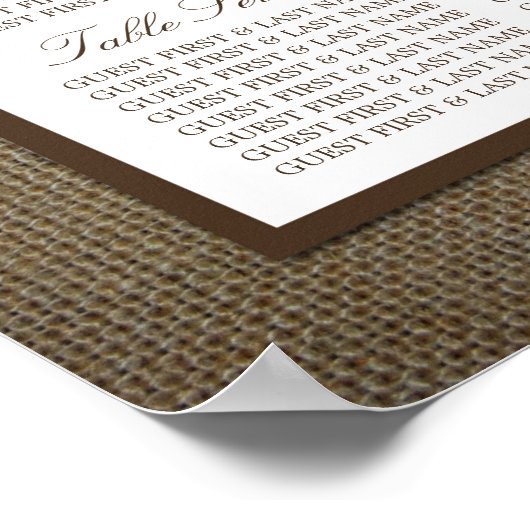 Poster Country Rustic Monogramme Branche & Mariage Burlap (Coin)