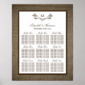 Poster Country Rustic Monogramme Branche & Mariage Burlap (Devant)