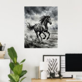 Poster Coup de pinceau Cheval Gale (Bureau à domicile)