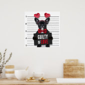 Poster Coupable Amour Mugshot Chien drôle Saint Valentin (Cuisine)