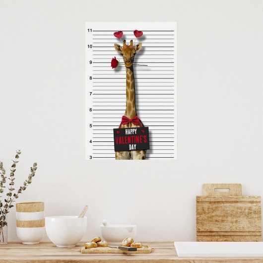 Poster Coupable Mugshot Giraffe Drôle Heureuse Sainte-Val (Cuisine)