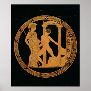 Poster Coupe à silhouette rouge représentant Athéna, Thés