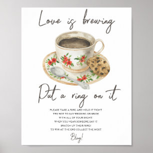 Poster Coupe de café douche nuptiale Mettez une bague sur
