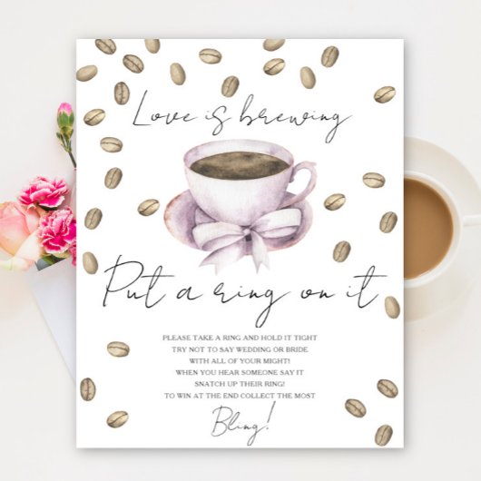 Poster Coupe de café douche nuptiale Mettre une bague sur