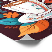 Poster Coupe de café Espresso murale avec des feuilles co (Coin)