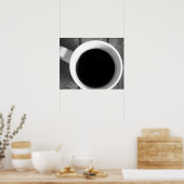 Poster Coupe de café noir et blanc sur un vieux cadran 16 (Cuisine)