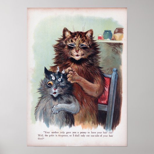 Poster Coupe de cheveux de chat, Louis Wain (Devant)