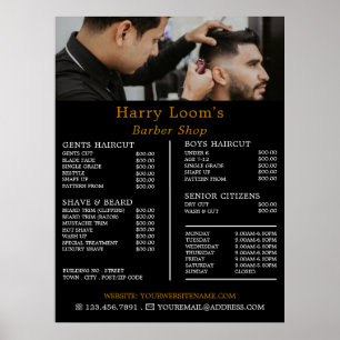 Poster Coupe de cheveux stylée, Liste de prix des barbier
