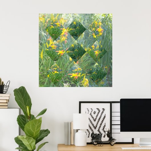 Poster Coupe de diamant Jaune Lily Field Conception géomé (Bureau à domicile)