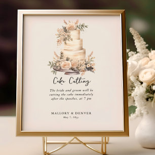 Poster Coupe de gâteau Neutre Mariage Information de réce