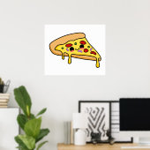 Poster Coupe de pizza Cute Kawaii (Bureau à domicile)