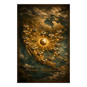 Poster Coupe du Monde 2026 Stade Nuit Football USA MX CA