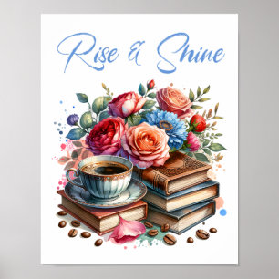 Poster Coupe et fleur de café Vintage Lise et brillante
