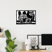 Poster Coupe Lino Lion noir et blanc (Bureau à domicile)