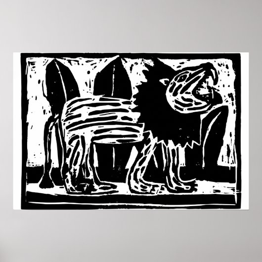 Poster Coupe Lino Lion noir et blanc (Devant)
