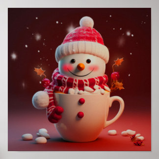Poster Coupe Snowman de Noël
