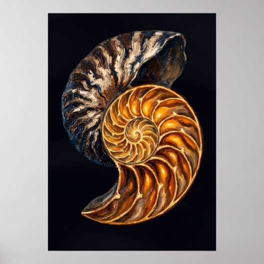 Poster Coupe transversale de coquille de nautile — Spiral (Devant)