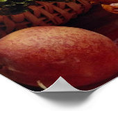 Poster Couper le panier de fruits de pastèque avec fleurs (Coin)