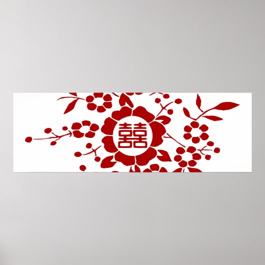 Poster Coupes de papier floral - Double bonheur blanc (Devant)